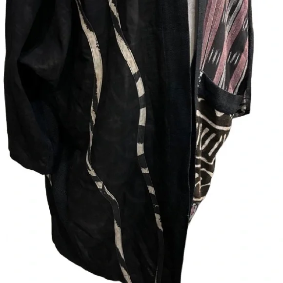 VTG 1980s Laise Adzer Oversized Kimono Cardigan Rare Tribal Lagenlook Artsy OS Jackets & Coats